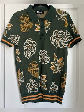 SER.O.YA Calan Polo Shirt Men’s Green Olive Tropical Size Medium